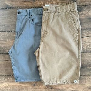 2 - VANS MENS SHORTS. GRAY AND BROWN/TAN SIZE 32